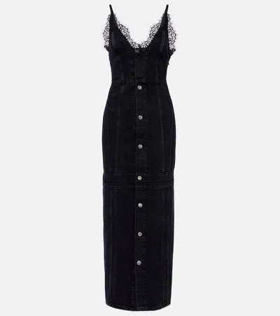 Stella Mccartney Lace-trimmed Denim Maxi Dress