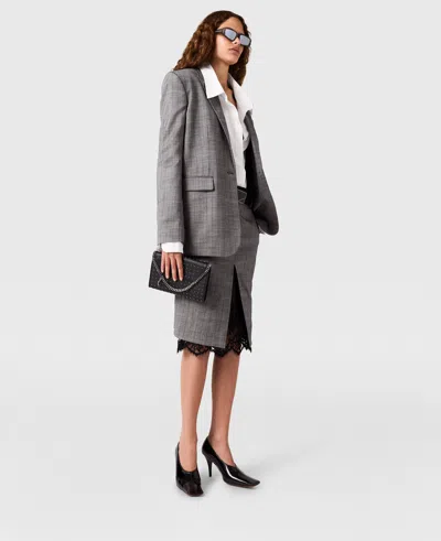 Stella Mccartney Lace-trimmed Pinstripe Midi Skirt In Gray