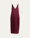 Stella Mccartney Lace-trimmed Satin Slip Dress In Burgundy