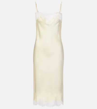 Stella Mccartney Lace-trimmed Satin Slip Dress In Neutral