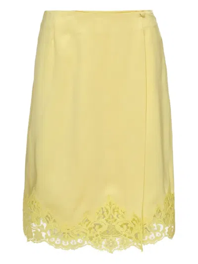 Stella Mccartney Lace-trimmed Short Skirt In Yellow