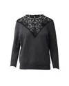 Stella Mccartney Lace-trimmed Sweater In Dark Grey Cotton In Grey
