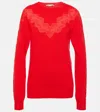 Stella Mccartney Lace-trimmed Wool Sweater In Red