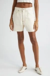 Stella Mccartney Off-white Lace-up Denim Shorts In 9601 - Ecru