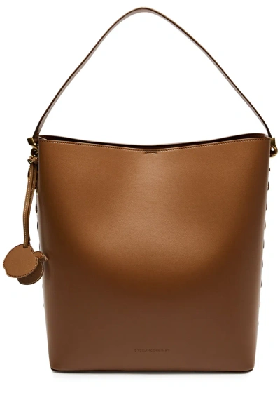 Stella Mccartney Lace-up Faux Leather Tote In Brown