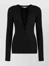 Stella Mccartney Lace-up Knitwear Sweater Ribbed Texture