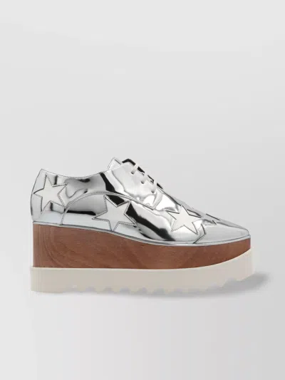 Stella Mccartney Lace-up Wedges With Star Embellishments And Metallic Finish
