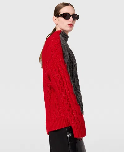 Stella Mccartney Laced Sleeves Cableknit Turtleneck Jumper In Multi