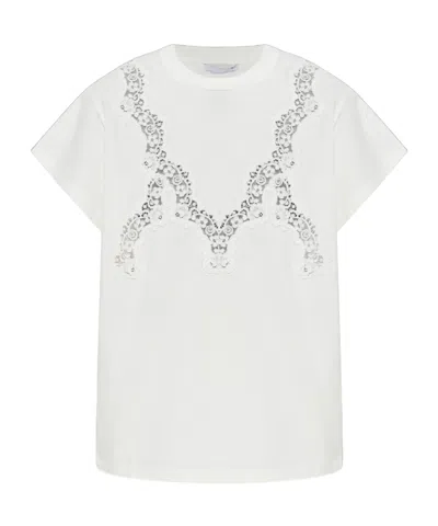 Stella Mccartney Lace-detailed Crewneck T-shirt In White