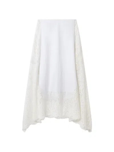 Stella Mccartney Lace-panelled Handkerchief-hem Skirt In White