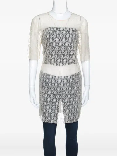 Pre-owned Stella Mccartney Lace-patterned Top In Neutral