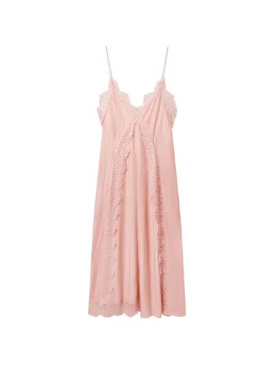 Stella Mccartney Womens Soft Rose Lace-trimmed Silk Midi Cami Dress In Pink