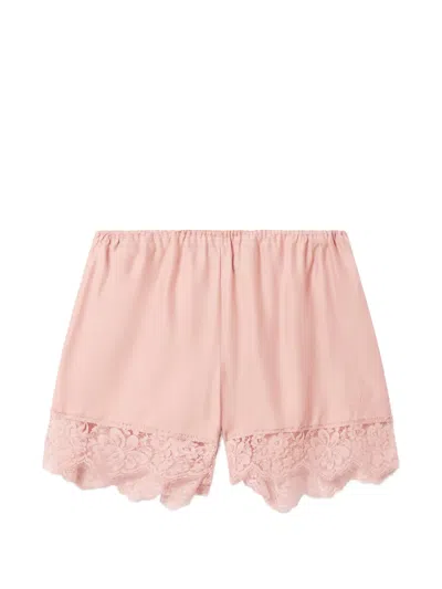 Stella Mccartney Lace-trim Silk Mini Shorts In Pink
