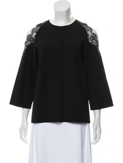 Pre-owned Stella Mccartney Lace-trimmed Cold-shoulder Top In Black