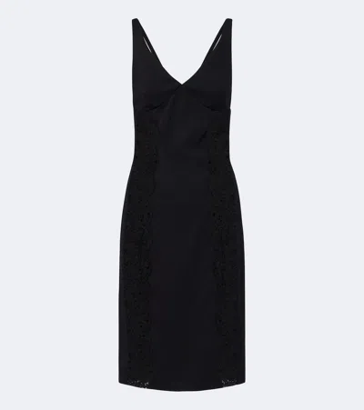 Stella Mccartney Lace-trimmed Stretch-cady Mini Dress In Black