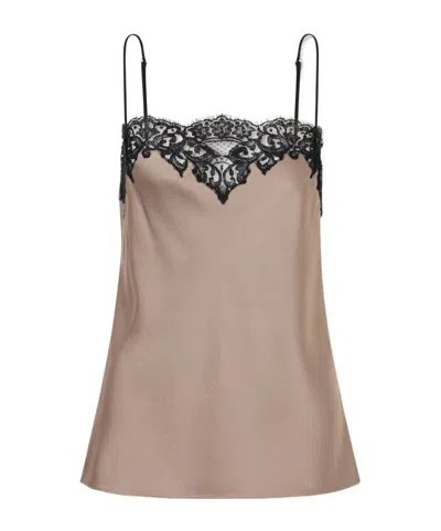 Stella Mccartney Lace-trimmed Satin Camisole In Brown