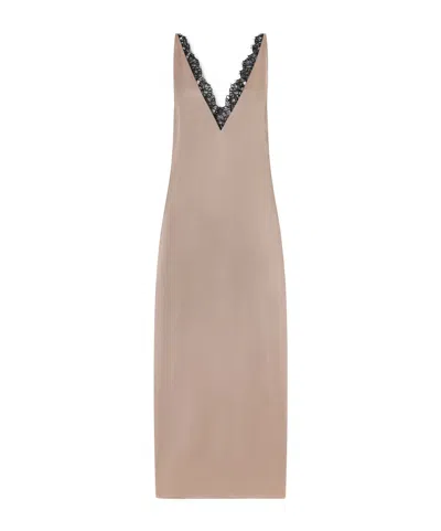 Stella Mccartney Lace-trimmed Satin Midi Dress In Multi
