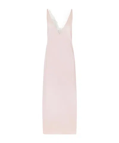 Stella Mccartney Lace-trimmed Satin Midi Dress In Multi
