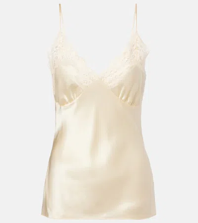 Stella Mccartney Lace-trimmed Silk Satin Camisole In White