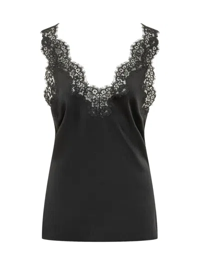 Stella Mccartney Stella Mc Cartney Lace Trimmed Top In Black