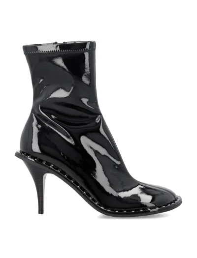 Stella Mccartney Lacquered Stiletto Ankle Boots For Women By  In Black