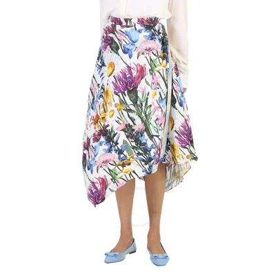 Stella Mccartney Ladies Asymmetric Floral Print Midi Skirt In Multi