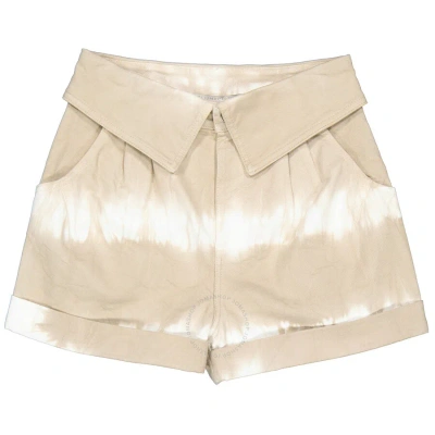 Stella Mccartney Ladies Bamboo Safari Tie-dye Denim Shorts In Cream