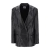 Stella Mccartney Stella Mc Cartney Oversized Double Breasted Jacket In Vegan Leather In Black
