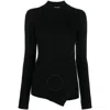 Stella Mccartney Crewneck Asymmetric-hem Knitted Jumper In Black