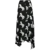 Stella Mccartney Pixel Horse Print Handkerchief Hem Silk Skirt In Black