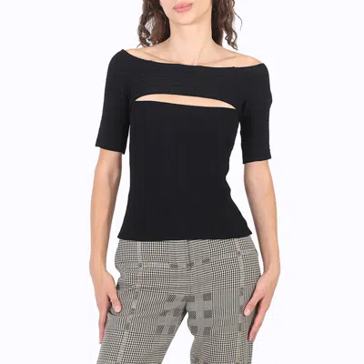 Stella Mccartney Ladies Black Off-shoulder Cut-out Knit Top