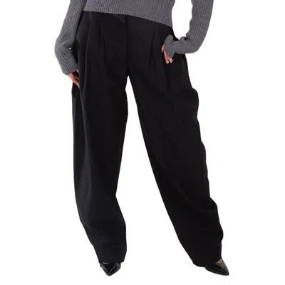 Stella Mccartney Ladies Black Pleated Wide-leg Wool Trousers