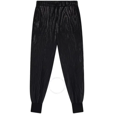 Stella Mccartney Woodgrain Print Lurex Joggers In Black