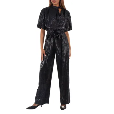 Stella Mccartney Ladies Black Woodgrain Print Lurex Jumpsuit