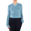 Stella Mccartney Ladies Blue Brushed-effect Ribbed-knit Jumper In Blue