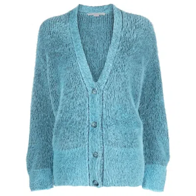 STELLA MCCARTNEY STELLA MCCARTNEY LADIES BLUE FLUFFY KNIT CARDIGAN