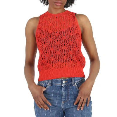 Pre-owned Stella Mccartney Ladies Bright Red Pointelle Stitch Top