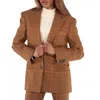Stella Mccartney Ladies Brown Checked Single-breasted Blazer In Brown