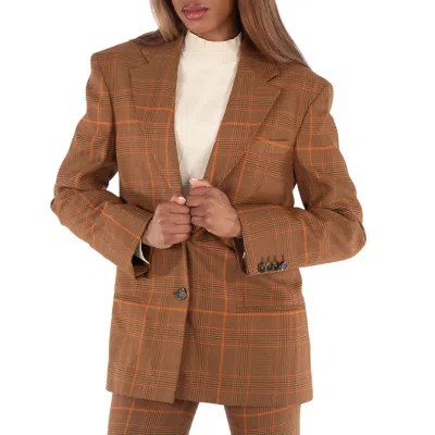 Stella Mccartney Ladies Brown Checked Single-breasted Blazer