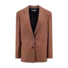 Stella Mccartney Prince Of Wales Wool Blazer In Brown