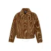 Stella Mccartney Woodgrain Print Faux Fux Blouson Jacket In Brown