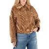 Stella Mccartney Woodgrain Print Teddy Jacket In Brown