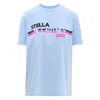 Stella Mccartney Ladies Light Blue Moto Logo Print T-shirt In Light Blue