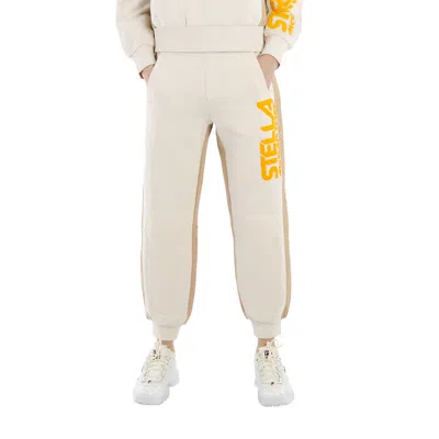 Stella Mccartney Ladies Log Print Tracksuit Cotton Trousers In Neutral