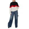 Stella Mccartney Crew Neck Wool Blend Pullover With Color Block Design In Multi