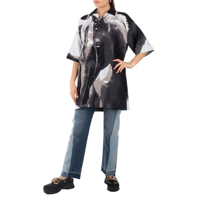 Stella Mccartney Ladies Multi Graphic-print Short-sleeve Polo Shirt In Black
