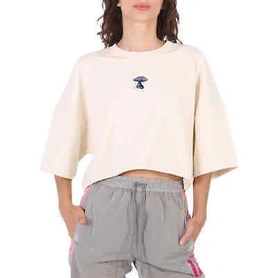 Pre-owned Stella Mccartney Ladies Mushroom Print Cropped Sweatshirt In Beige