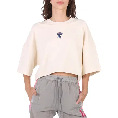 Stella Mccartney Ladies Mushroom Print Cropped Sweatshirt In Neutral