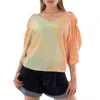 Stella Mccartney Ladies Orchid Tie-dyed V-neck Blouse, Brand Size 40 (us Size 6)