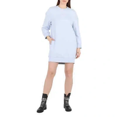 Pre-owned Stella Mccartney Ladies Pale Blue 3d Logo Sweatshirt Dress